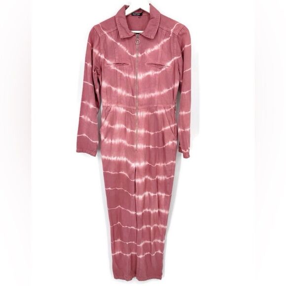 Nasty Gal‎ Good Vibes Only Denim Tie Dye Boilersuit Sz 4 - Picture 3 of 9